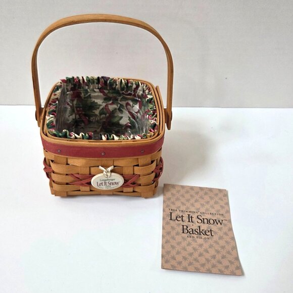 Longaberger Basket Let It Snow Tree Trimming Red Set Liner Protector TO 2000 - Picture 1 of 7